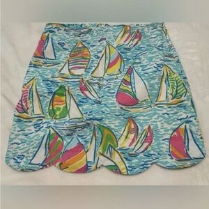 Colorful Sailboat Scalloped Mini Skirt - Bright Multicolor